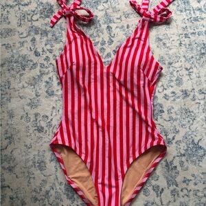 NWT Red and pink Striped one piece